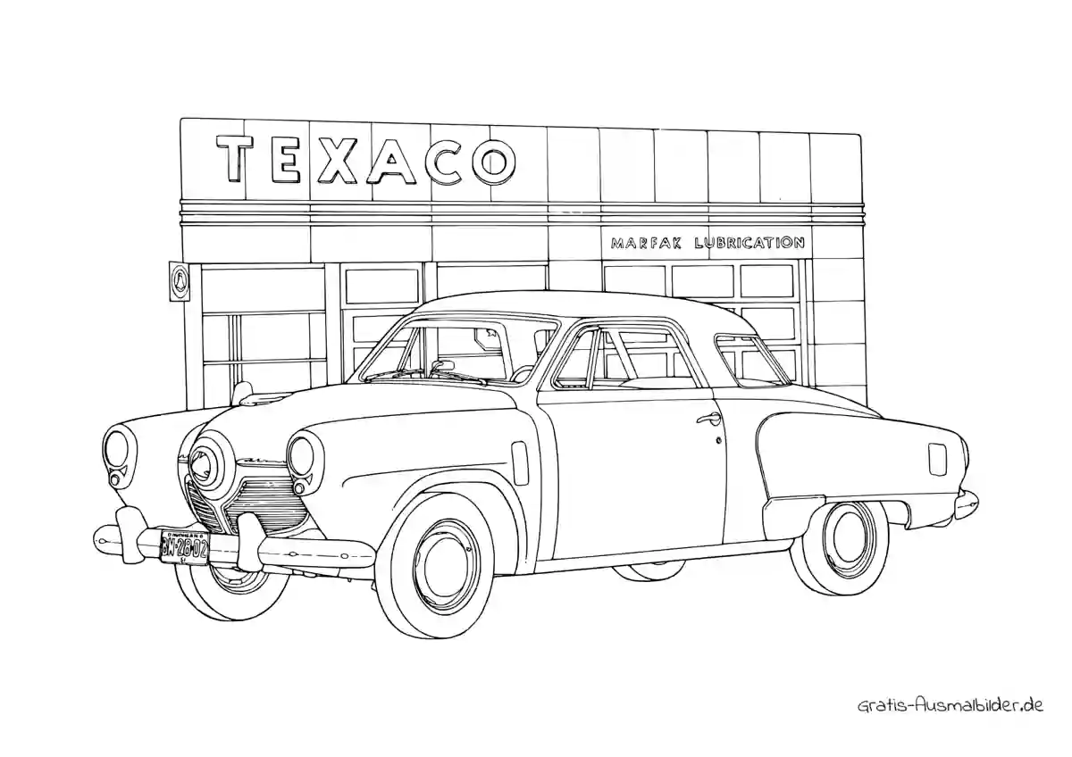 Ausmalbild Automobil Texaco