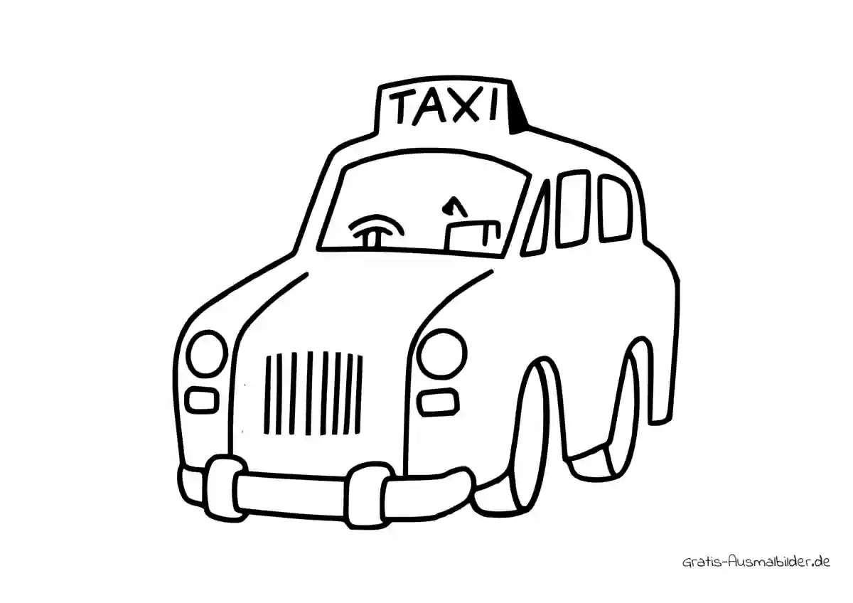 Ausmalbild Skizze einfach Taxi