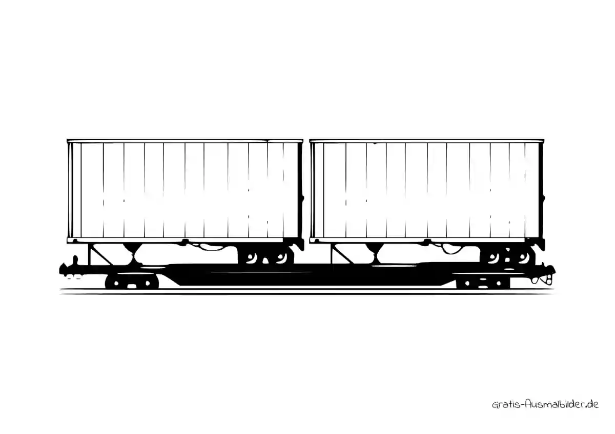 Ausmalbild Zugwagon mit 2 Anhängern beladen