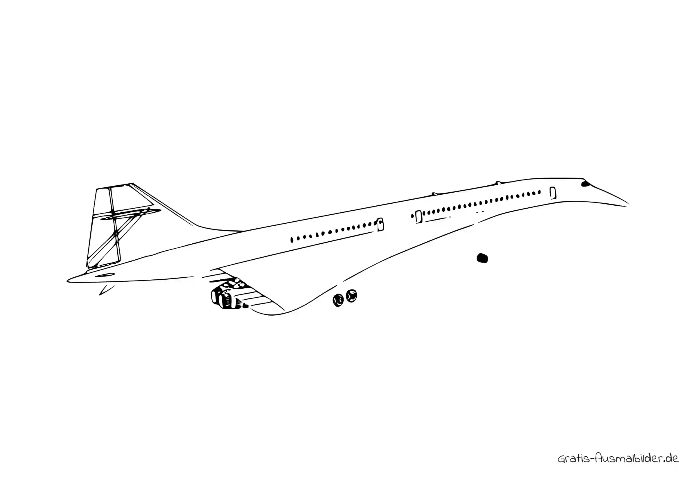 Ausmalbild Passagierflugzeg Concorde startet