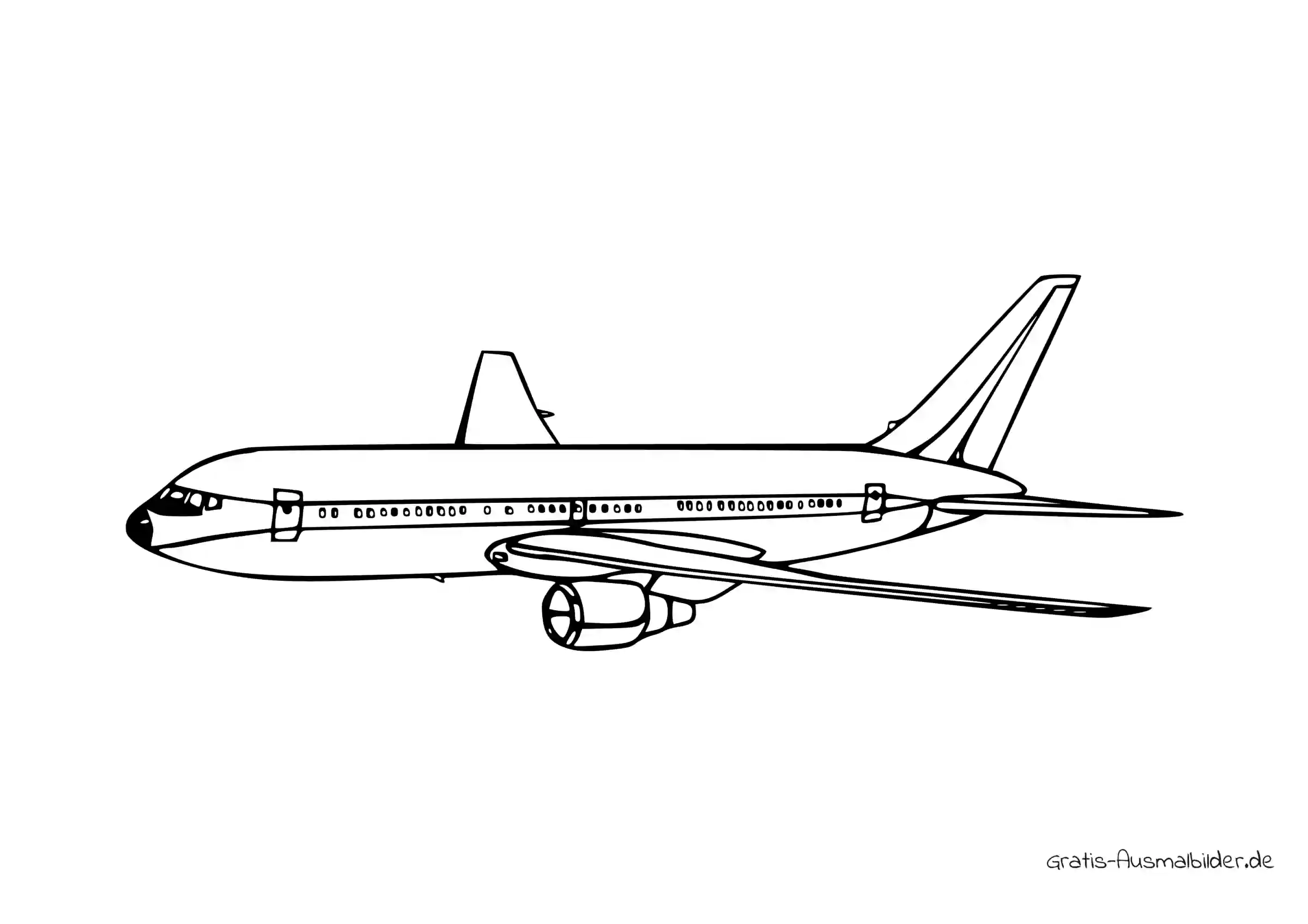 Ausmalbild Passagierflugzeug steht