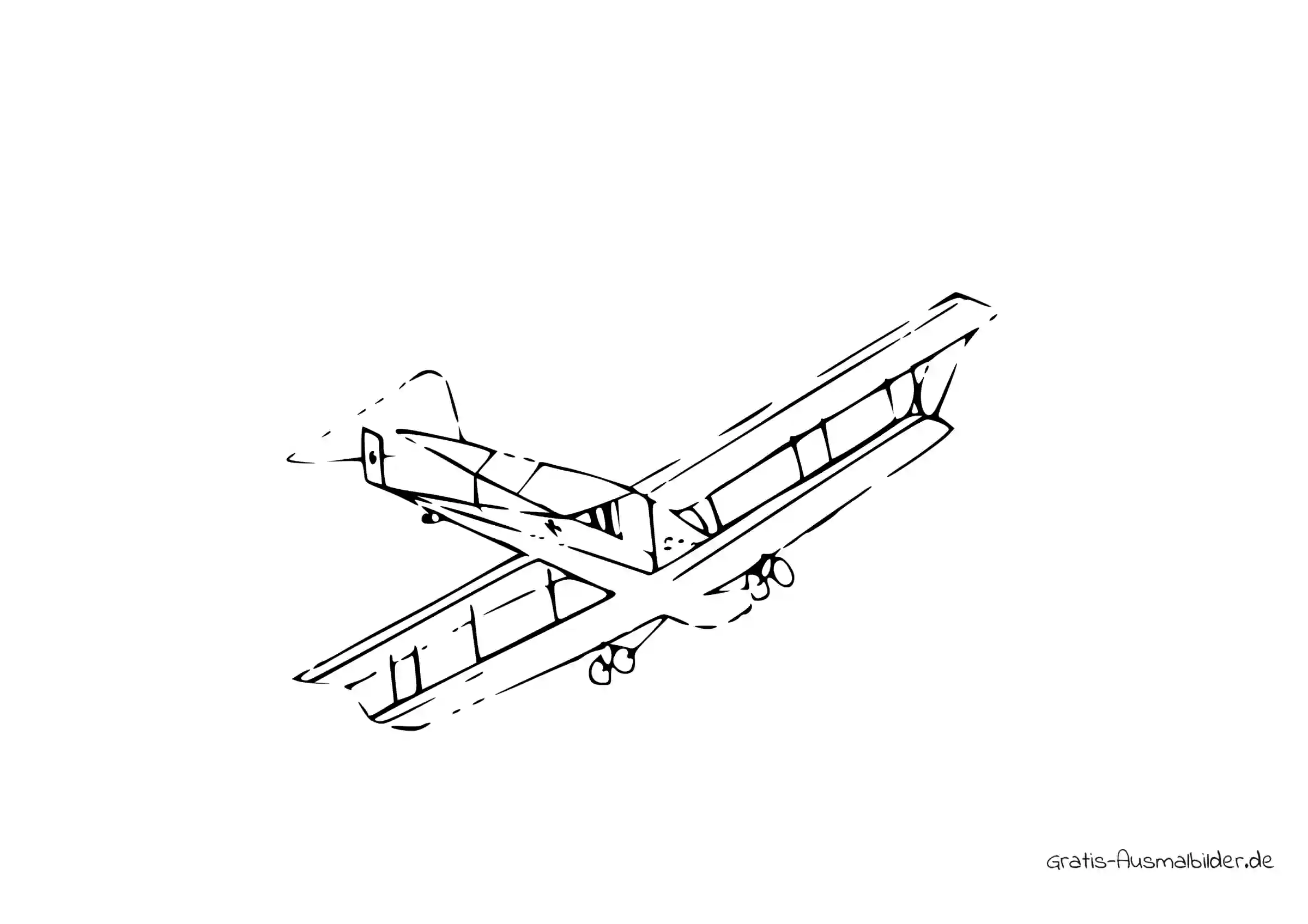 Ausmalbild Segelflugzeug von unten