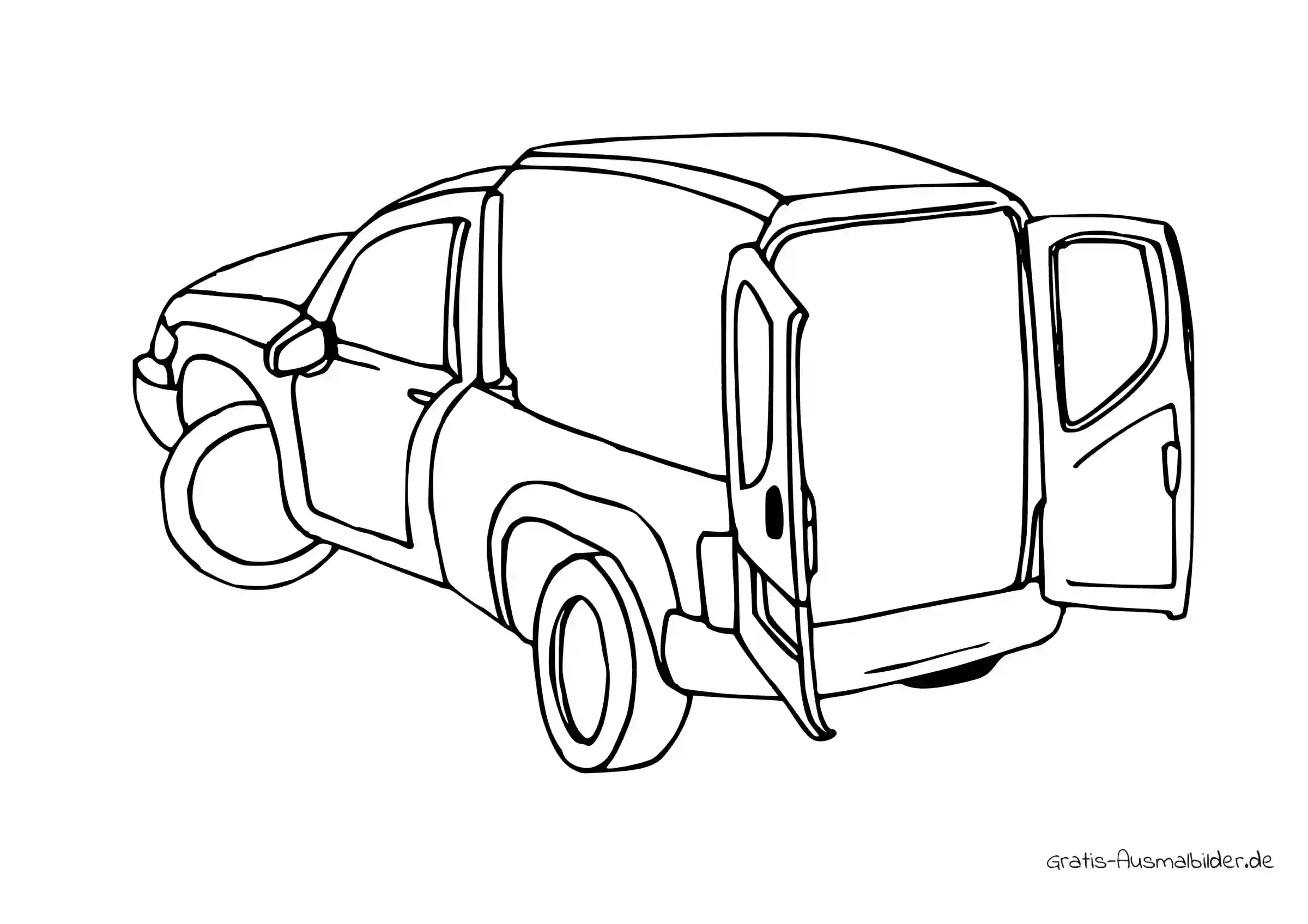 Ausmalbild Laster mit offenen Türen - Kostenlose Malvorlagen bei Gratis