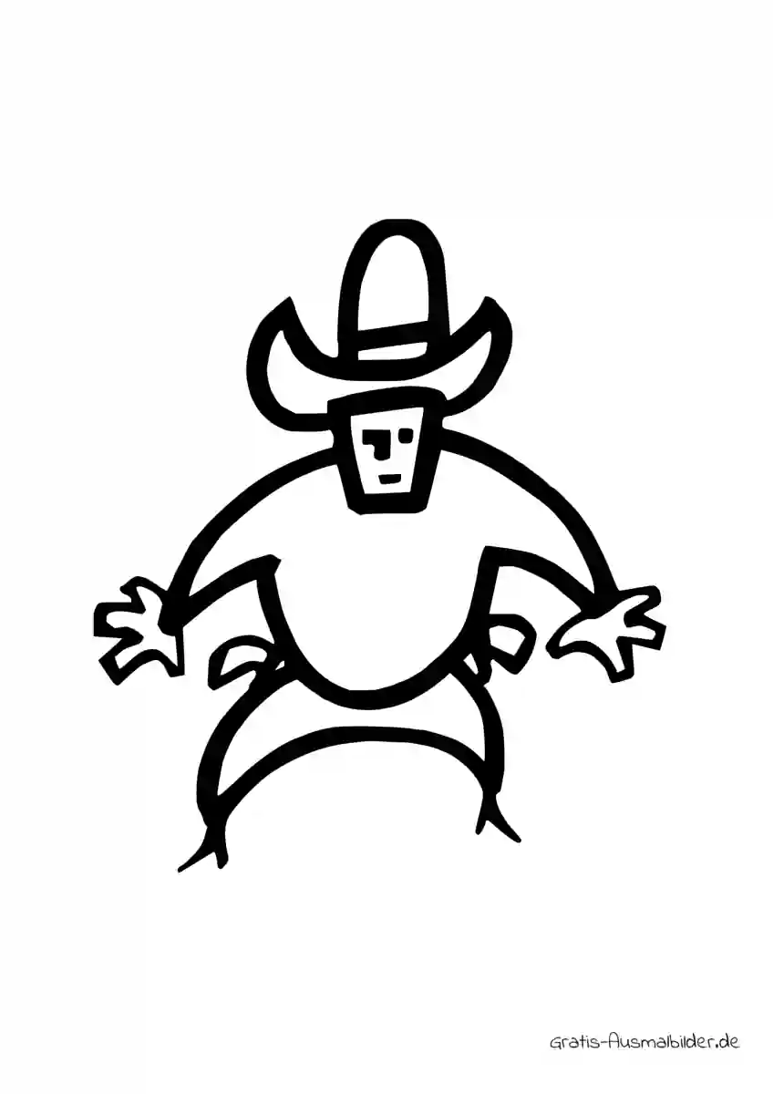 Ausmalbild Skizze Cowboy stehend