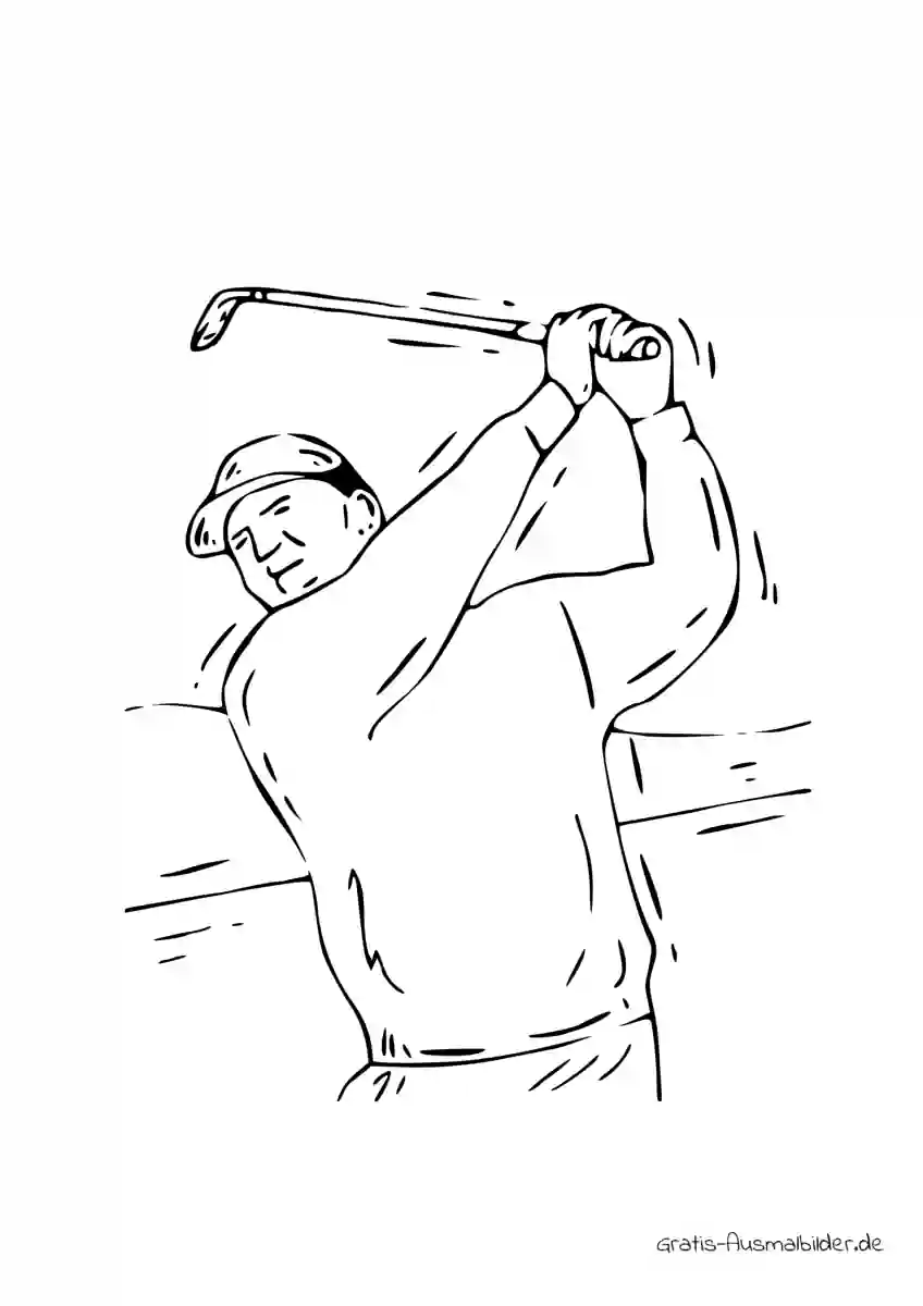 Ausmalbild Golfer nach dem Abschlag