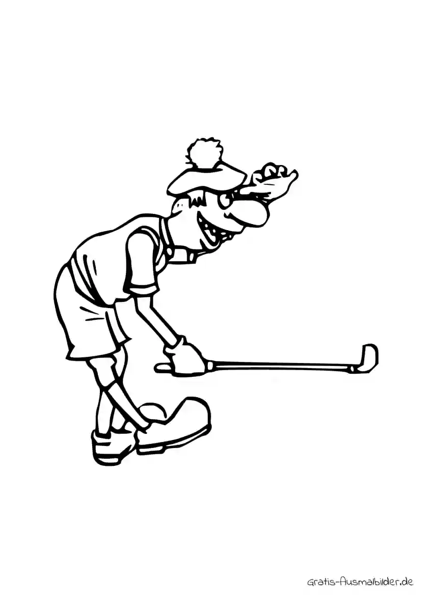 Ausmalbild Golfer schaut Ball hinterher