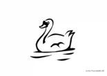 Ausmalbild Schwan in Wasser