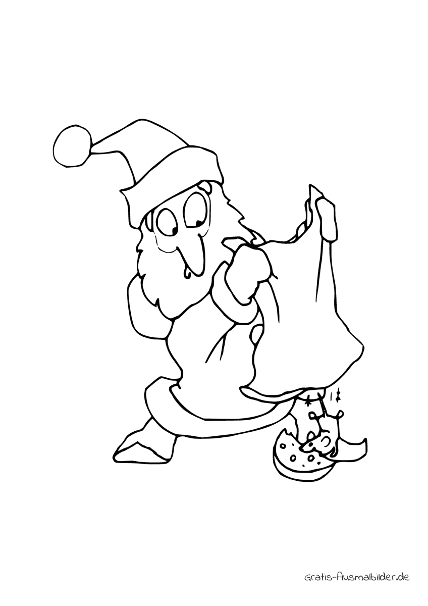 Ausmalbild Nikolaus mit einer Maus